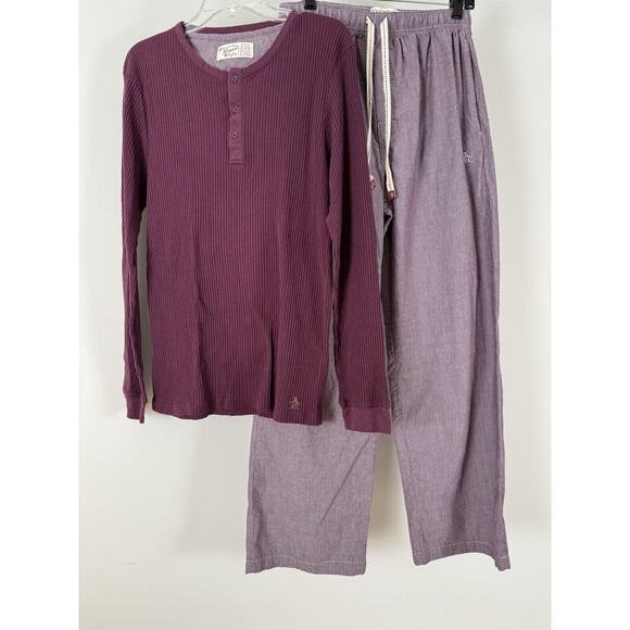 Original Penguin 2 PC Lounge Pajama Set Men’s Medium Long Sleeve Tee Pants - Picture 2 of 12